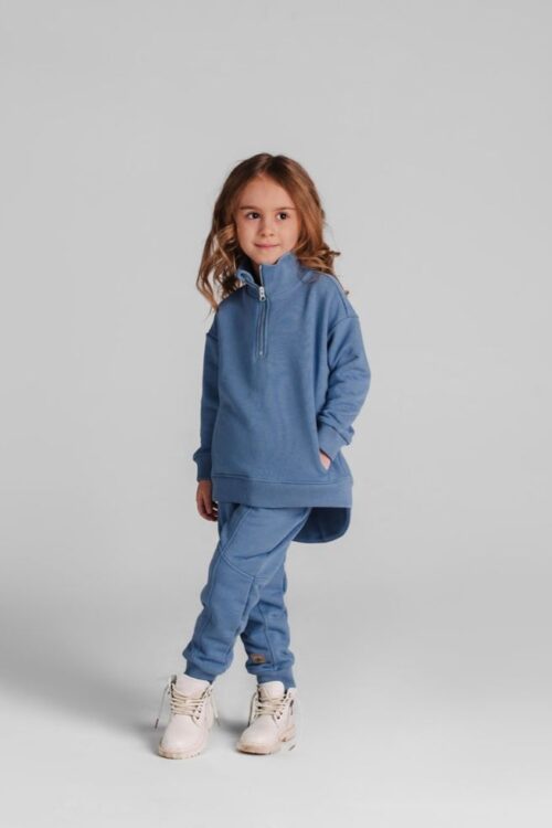 Ensemble sweat bleu avec fermeture éclair