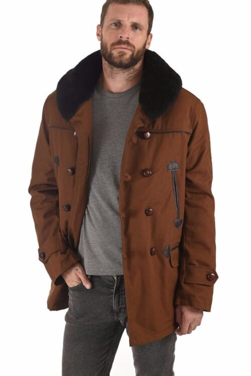 Veste en cuir d’aviateur marron