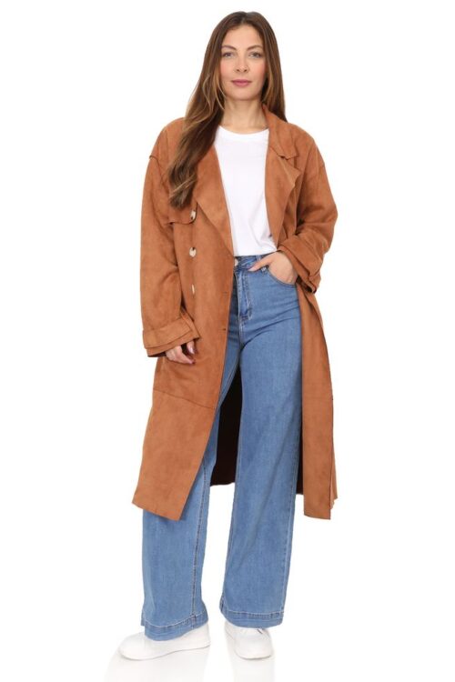 Trench Oversize en Similicuir Marron