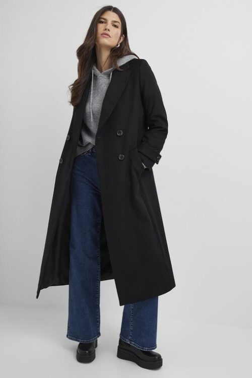 Trench Oversize Noir en Similicuir