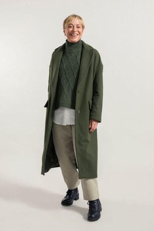 Trench Oversize en Similicuir Vert Olive