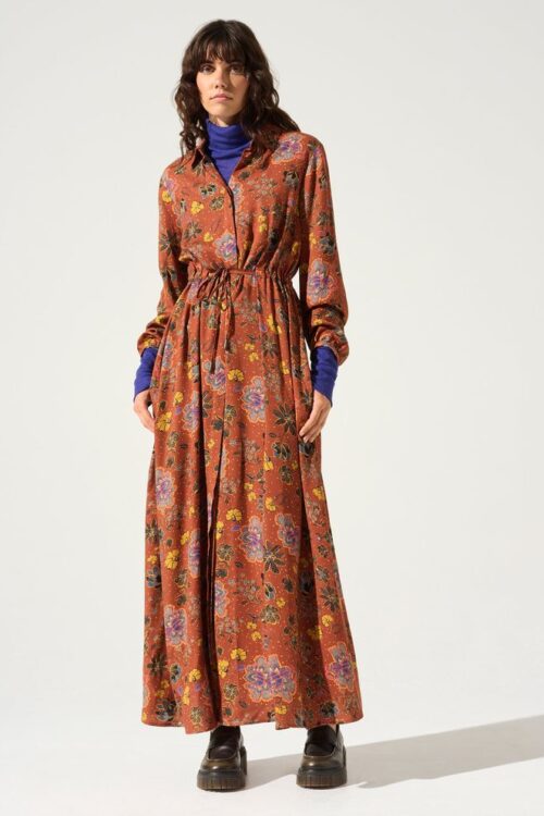 Robe Longue à Imprimé Floral Automnal