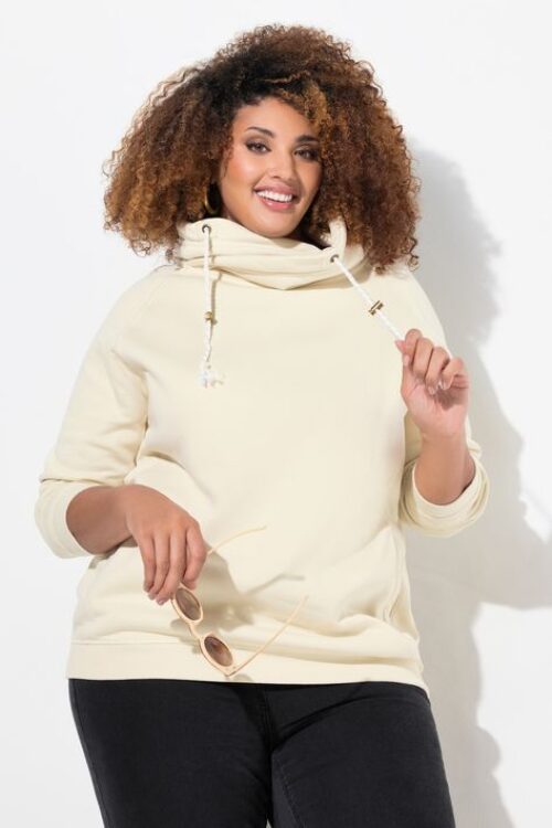 Sweat à Col Cheminée Beige Oversize