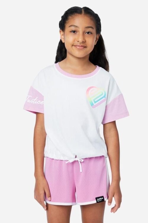 T-shirt blanc et rose avec imprimé popsicle