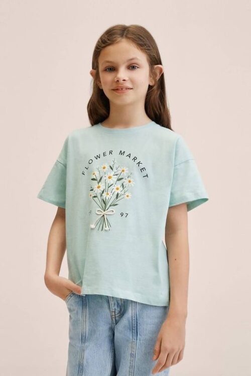 T-shirt vert menthe « Flower Market »