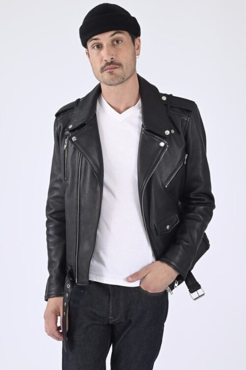 Blouson en cuir style motard